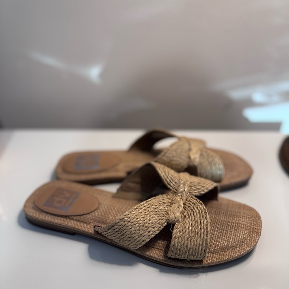 Tan Woven Slide Sandals